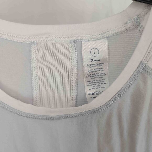 ivivva By Lululemon Girls Size 7 Light Blue Tshirt /w white Mesh EUC. - Picture 4 of 7